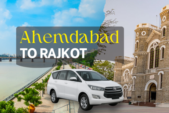 Ahemdabad to Rajkot cab service with comfortable SUV taxi on highway connecting Ahmedabad city and Rajkot landmark